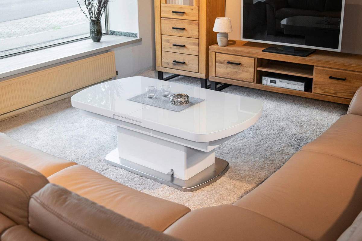 Couchtisch Levi weiß Hochglanz lackiert B/H/T: ca. 135x50x75 cm Levi - weiß (135,00/50,00/75,00cm)