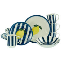 CreaTable Kombiservice Summer Stripes bunt Steingut 16 tlg. Summer Stripes - bunt - CreaTable