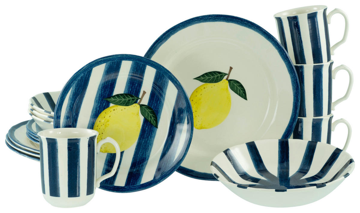 CreaTable Kombiservice Summer Stripes bunt Steingut 16 tlg. Summer Stripes - bunt - CreaTable