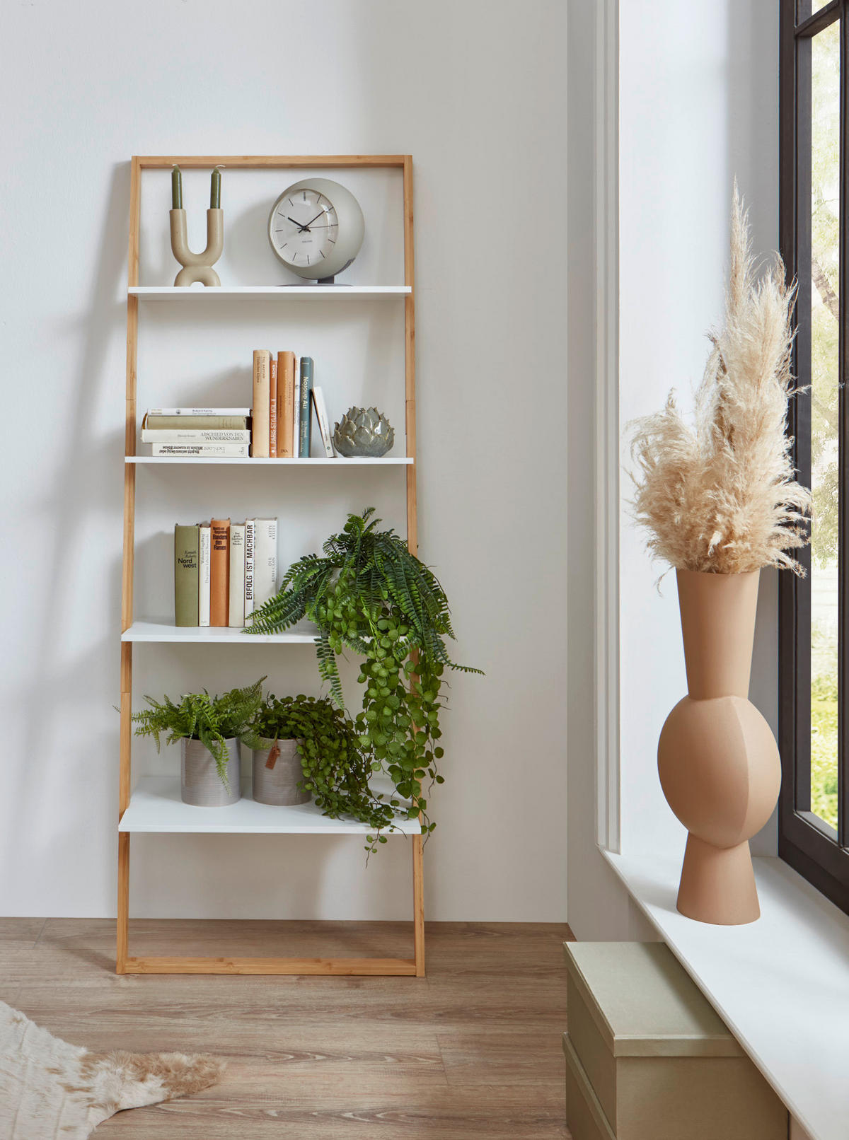 Regal natur weiß B/H/T: ca. 61x164x37 cm KLEINMÖBEL Regal - weiß/natur (61,00/164,00/37,00cm) - xonox.home