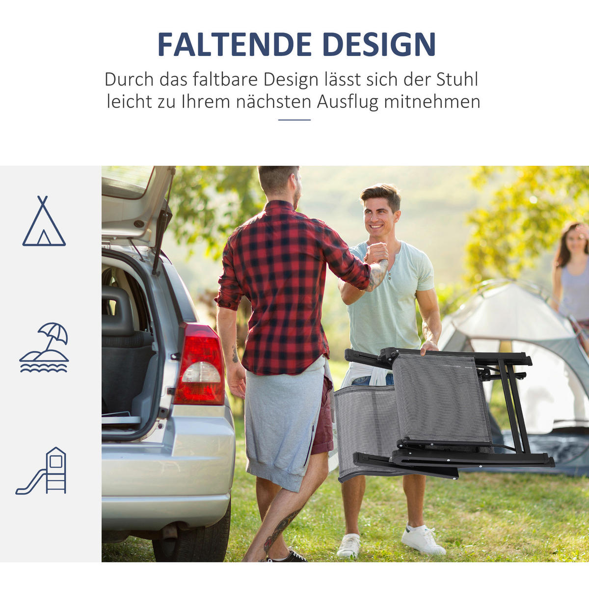 Outsunny Sonnenliege grau Mesh B/H/L: ca. 65x111x70 cm Sonnenliege - grau (70,00/65,00/111,00cm) - Outsunny