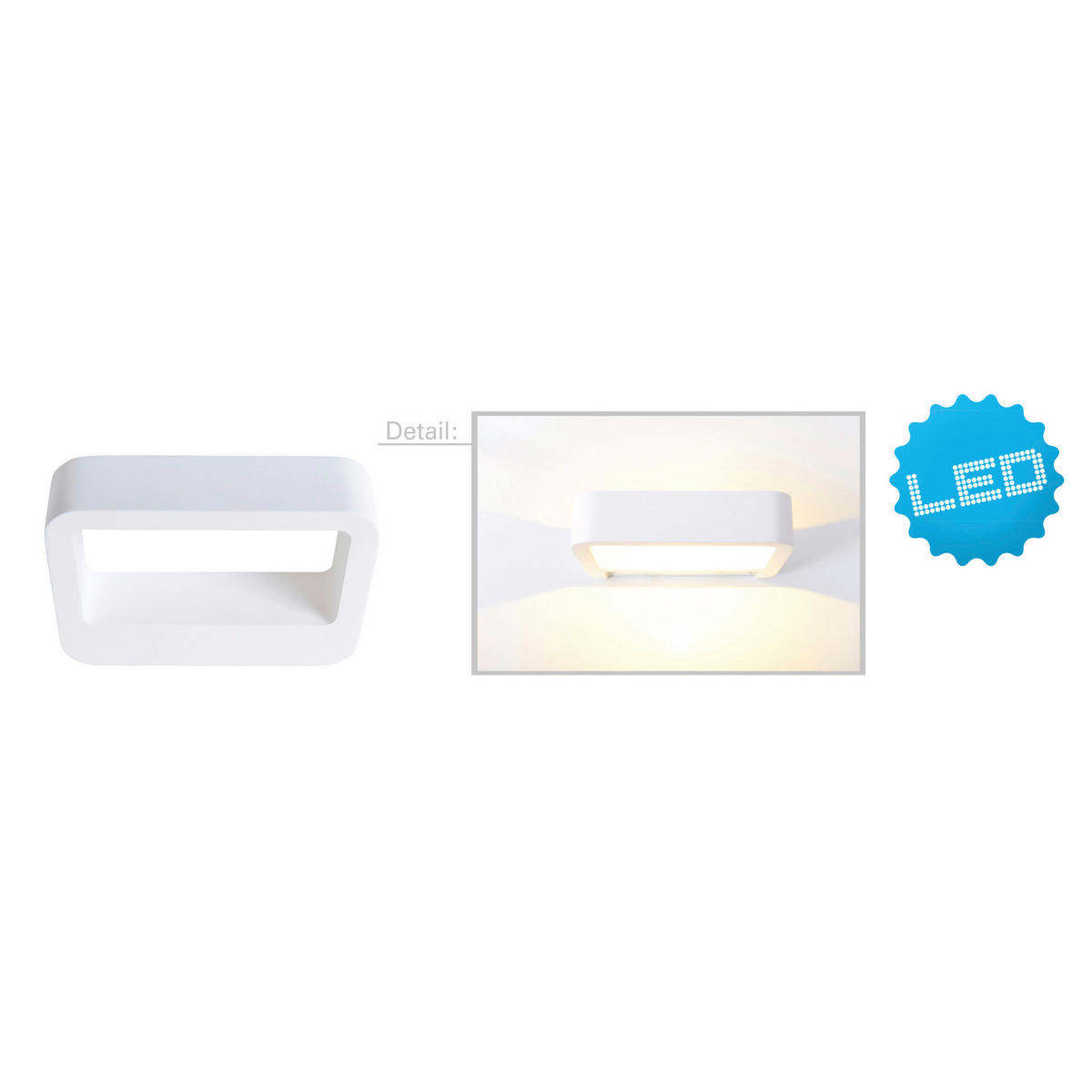 Näve Leuchten LED-Leuchten 1169623 weiß Gips B/H/T: ca. 12x5x20 cm 1 Brennstellen LED-Wandleuchte - weiß (12,00/5,00/20,00cm) - Näve Leuchten