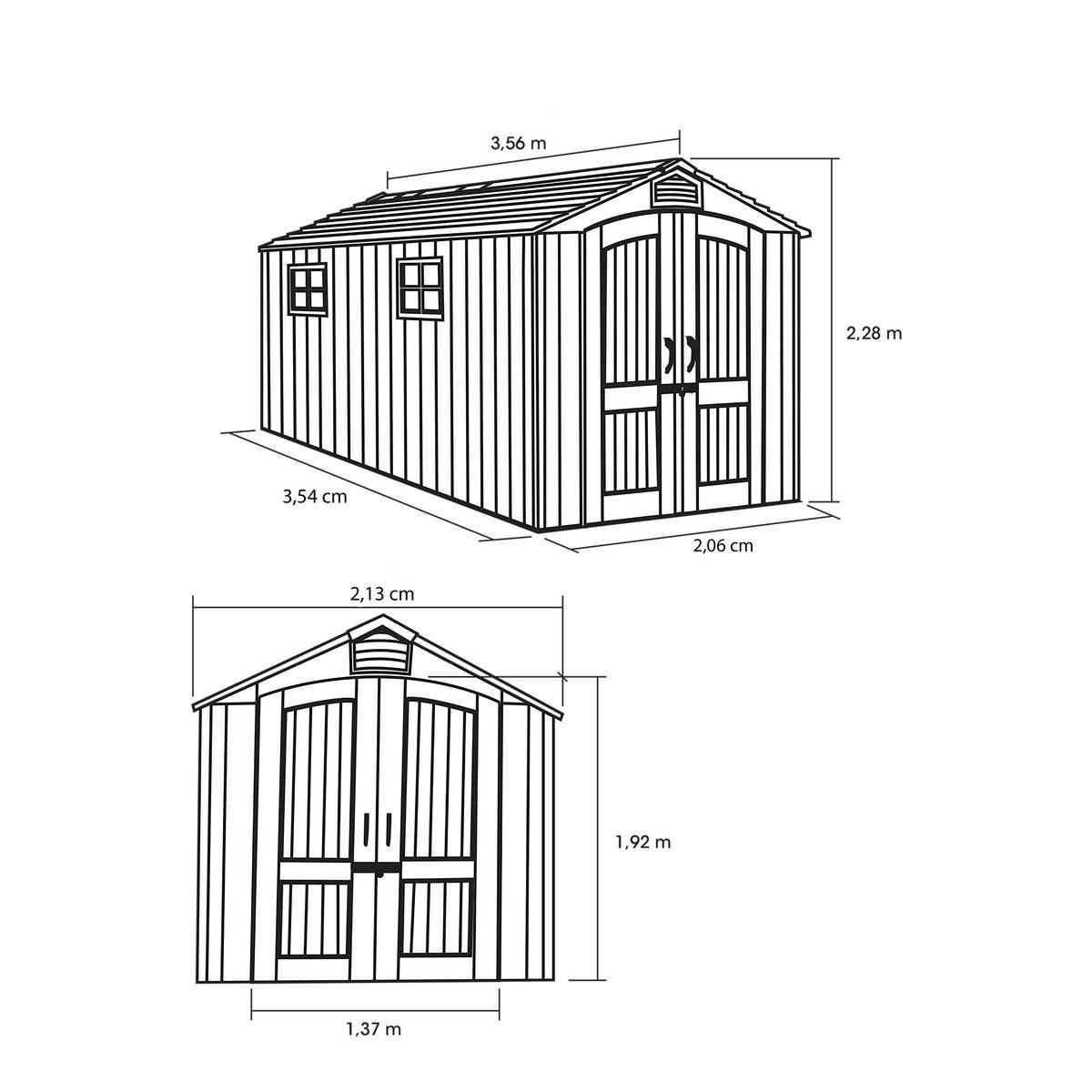 Lifetime Gartenhaus Terra grau B/H/L: ca. 213x228x356 cm Terra - grau (356,00/213,00/228,00cm) - Lifetime
