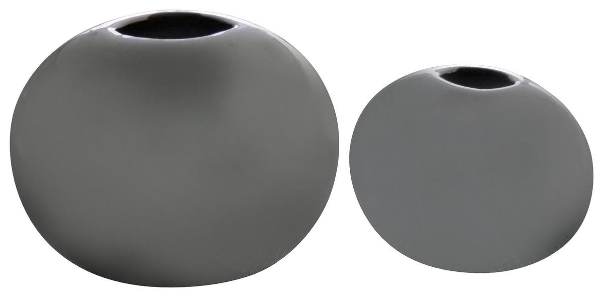 Glas-Art Vase silber Keramik Vase_Oval - silber - Glas-Art
