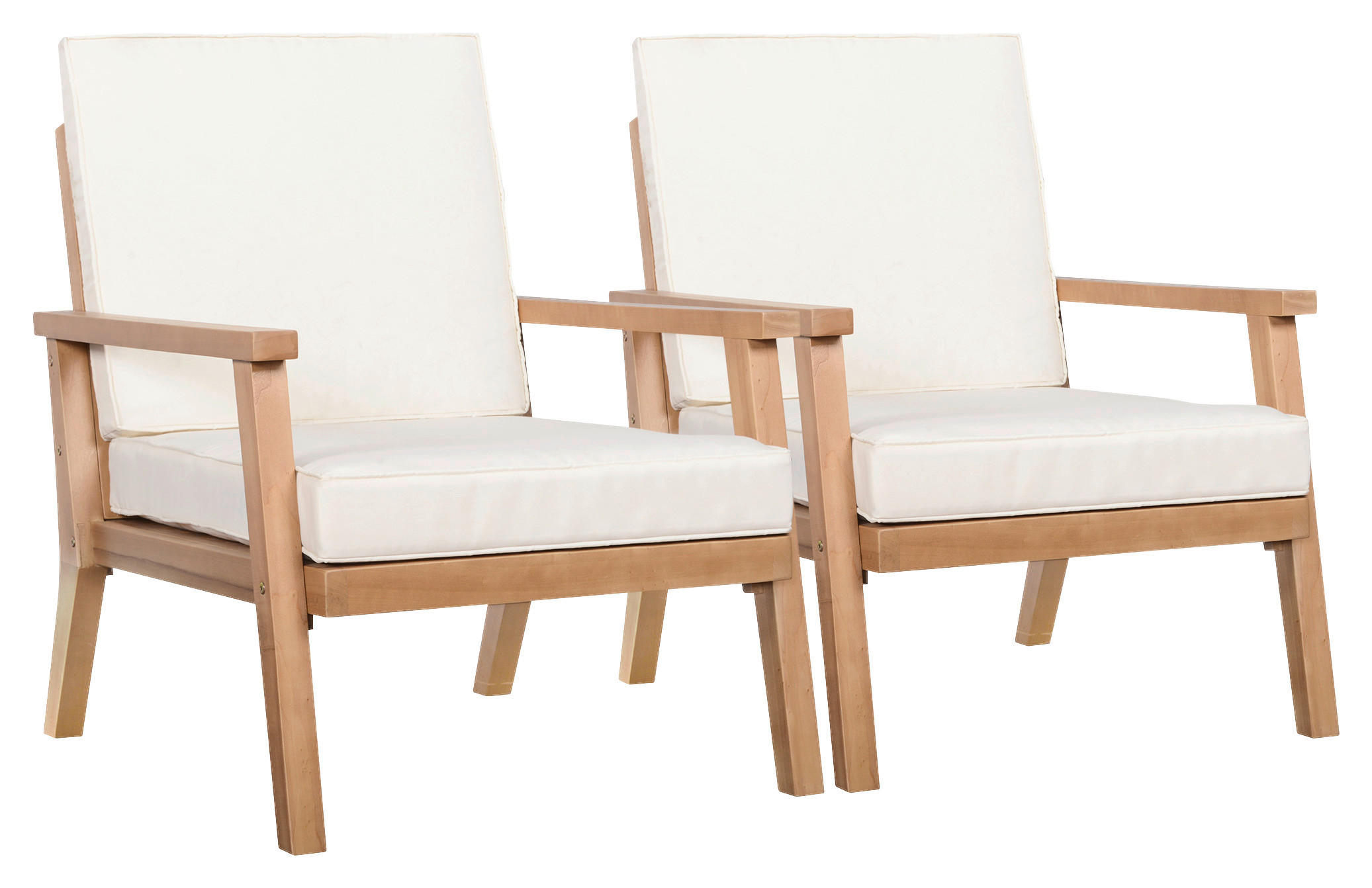 Outsunny Gartenstühle mit Kissen beige Holz B/H/L: ca. 77,5x74,5x66 cm Gartenstühle_mit_Kissen - beige/braun (66,00/77,50/74,50cm) - Outsunny