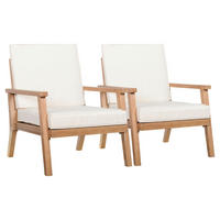 Outsunny Gartenstühle mit Kissen beige Holz B/H/L: ca. 77,5x74,5x66 cm Gartenstühle_mit_Kissen - beige/braun (66,00/77,50/74,50cm) - Outsunny