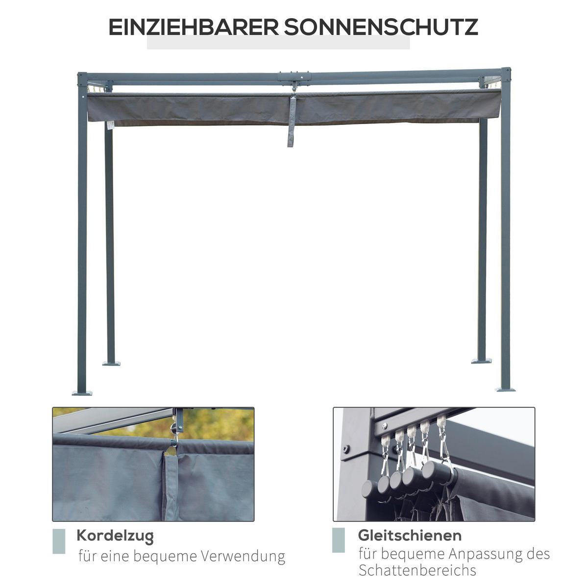 Outsunny Pergola dunkelgrau Stahl B/H/L: ca. 300x222x400 cm Pergola - dunkelgrau (400,00/300,00/222,00cm) - Outsunny