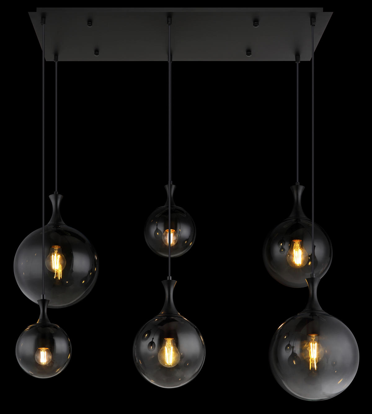GLOBO LED Pendelleuchte Rauch mattschwarz Kunststoff Glas Metall B/H/T: ca. 97x141x48 cm 6.0 Brennstellen DALTON - mattschwarz/Rauch (97,00/141,00/48,00cm) - GLOBO