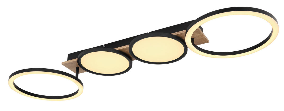 GLOBO Deckenleuchte 67282-38 Bossy Opal schwarz MDF Metall Kunststoff B/H/L: ca. 30x11x108,5 cm null 4 Brennstellen Bossy - schwarz/Opal (108,50/30,00/11,00cm) - GLOBO