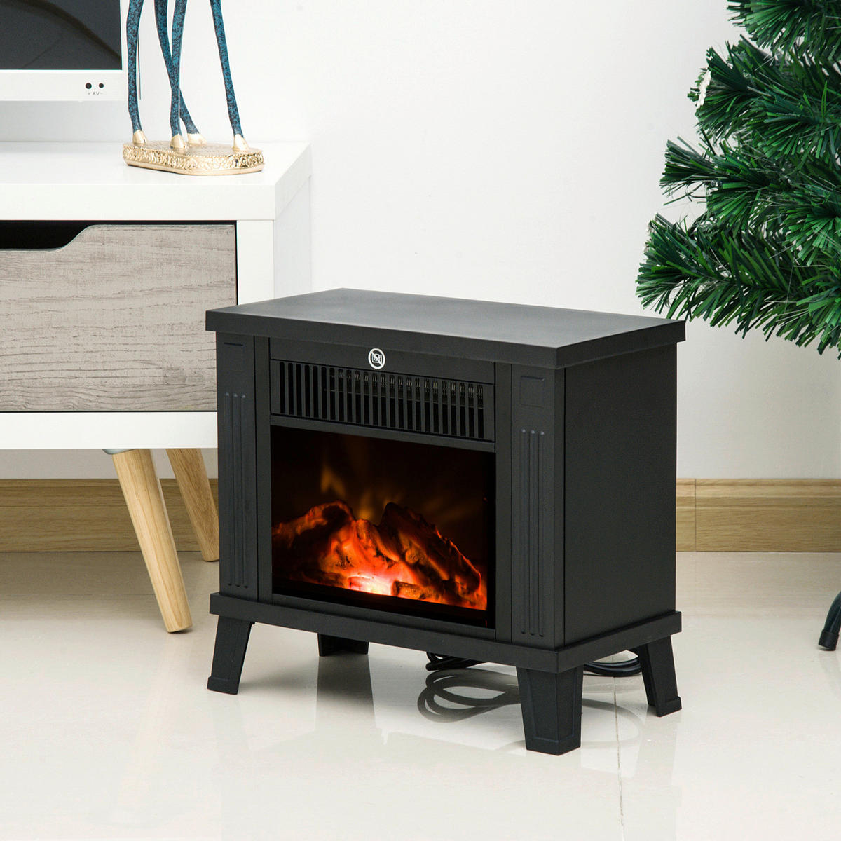 HOMCOM Elektrischer-Kamin 820-065 schwarz B/H/T: ca. 34,5x31x17 cm Elektrokamin 820-065 - schwarz (34,50/31,00/17,00cm) - HOMCOM