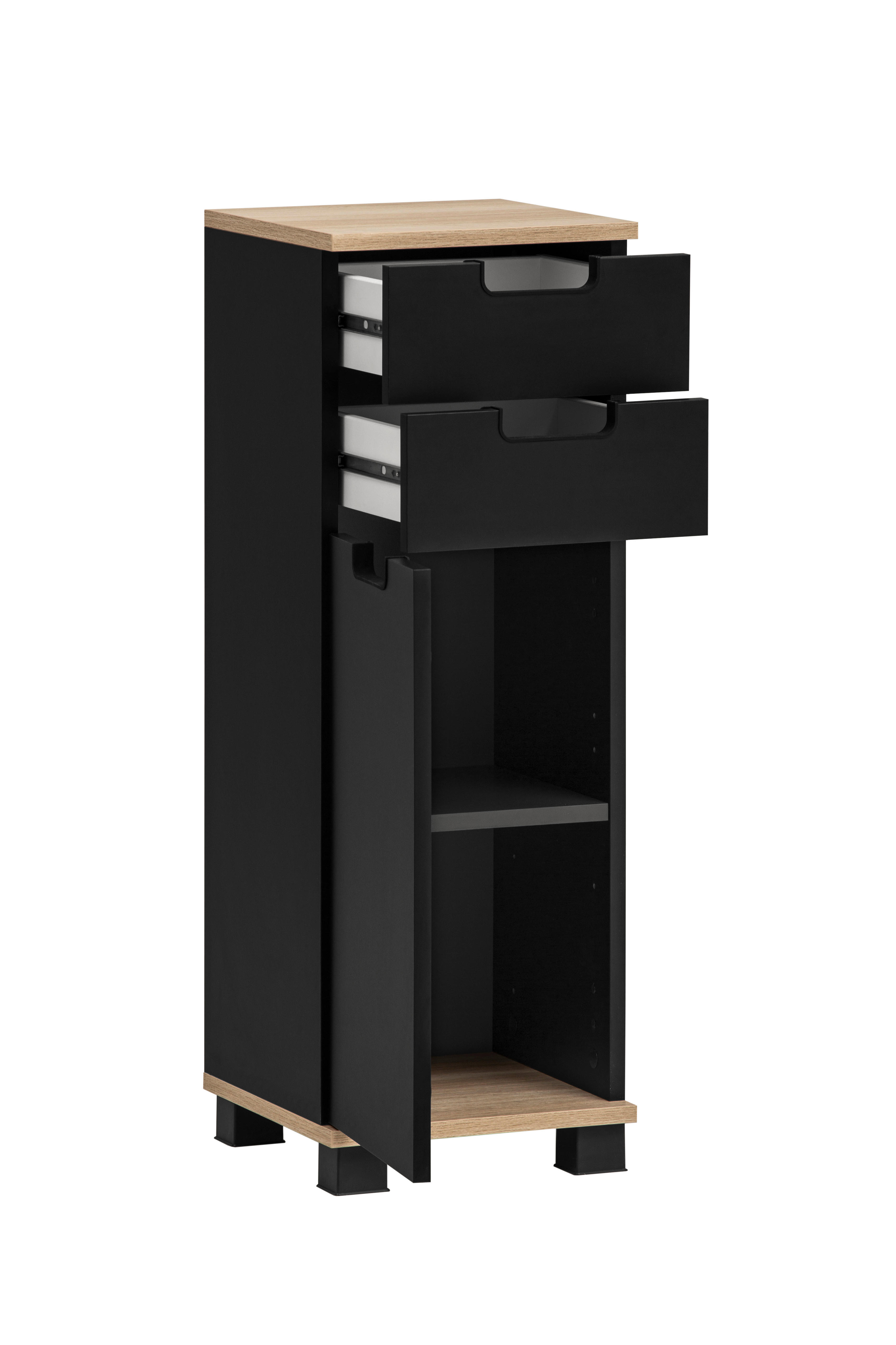 Thumbnail - Schrank Emmik schwarz matt Eiche Eiche weiß Nachbildung B/H/T: ca. 30,3x88,1x32,6 cm