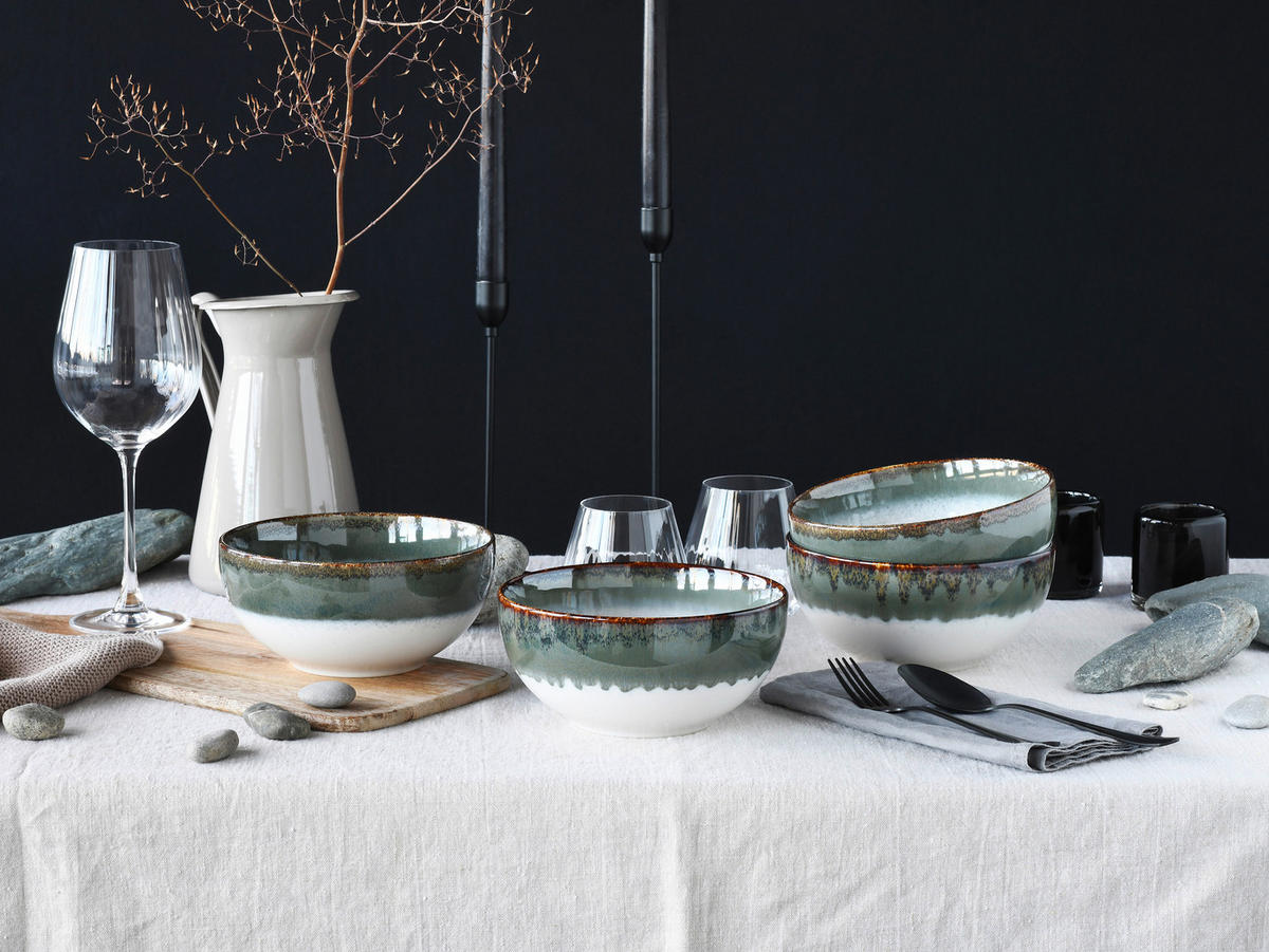 CreaTable Schüssel-Set Cascade grau Steinzeug Cascade - grau - CreaTable