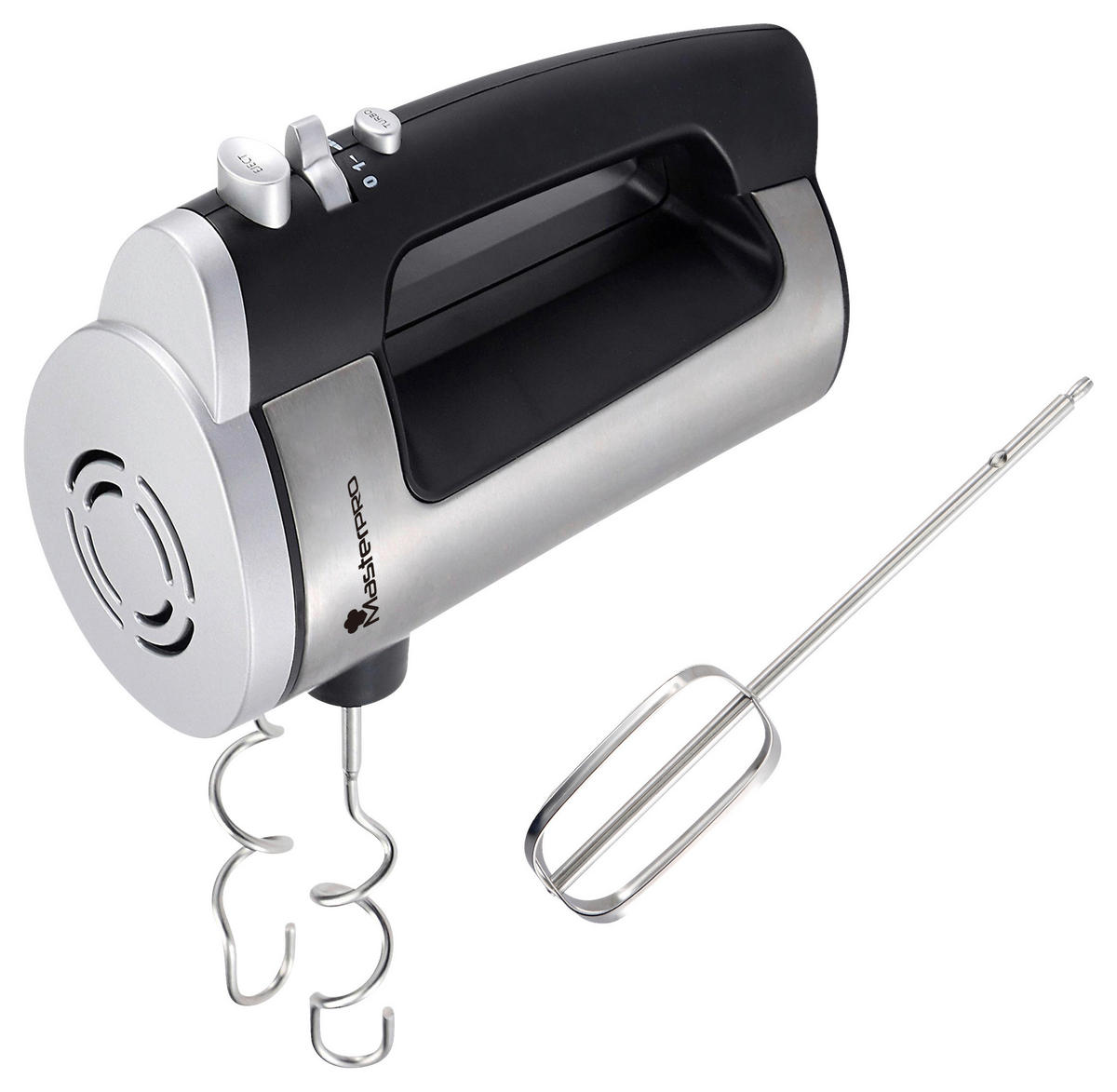 MASTERPRO Handmixer BGMP-9062 Foodies schwarz silber Edelstahl Kunststoff B/H/T: ca. 11x16x22 cm Foodies BGMP-9062 - schwarz/silber (11,00/16,00/22,00cm) - MASTERPRO