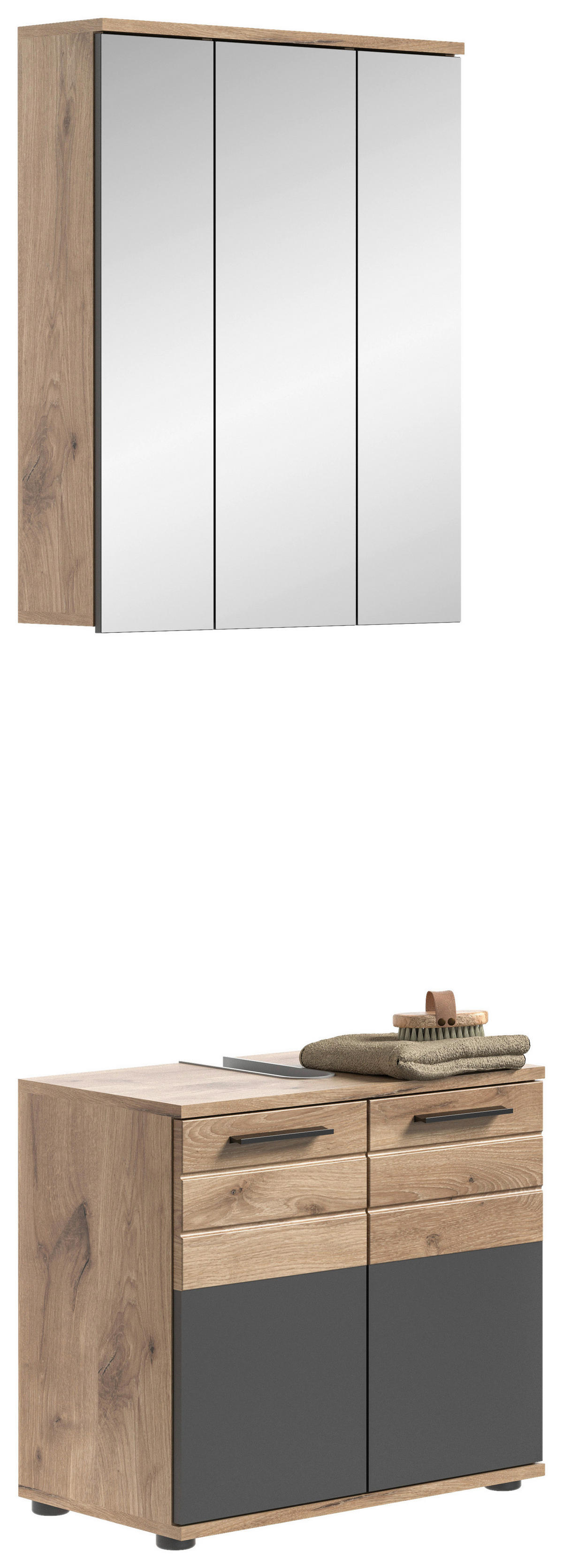 Badezimmer-Set MASON Nox Oak Nachbildung edles Basaltgrau Nachbildung B/H/T: ca. 60x190x34 cm MASON - edles Basaltgrau (60,00/190,00/34,00cm) - xonox.home