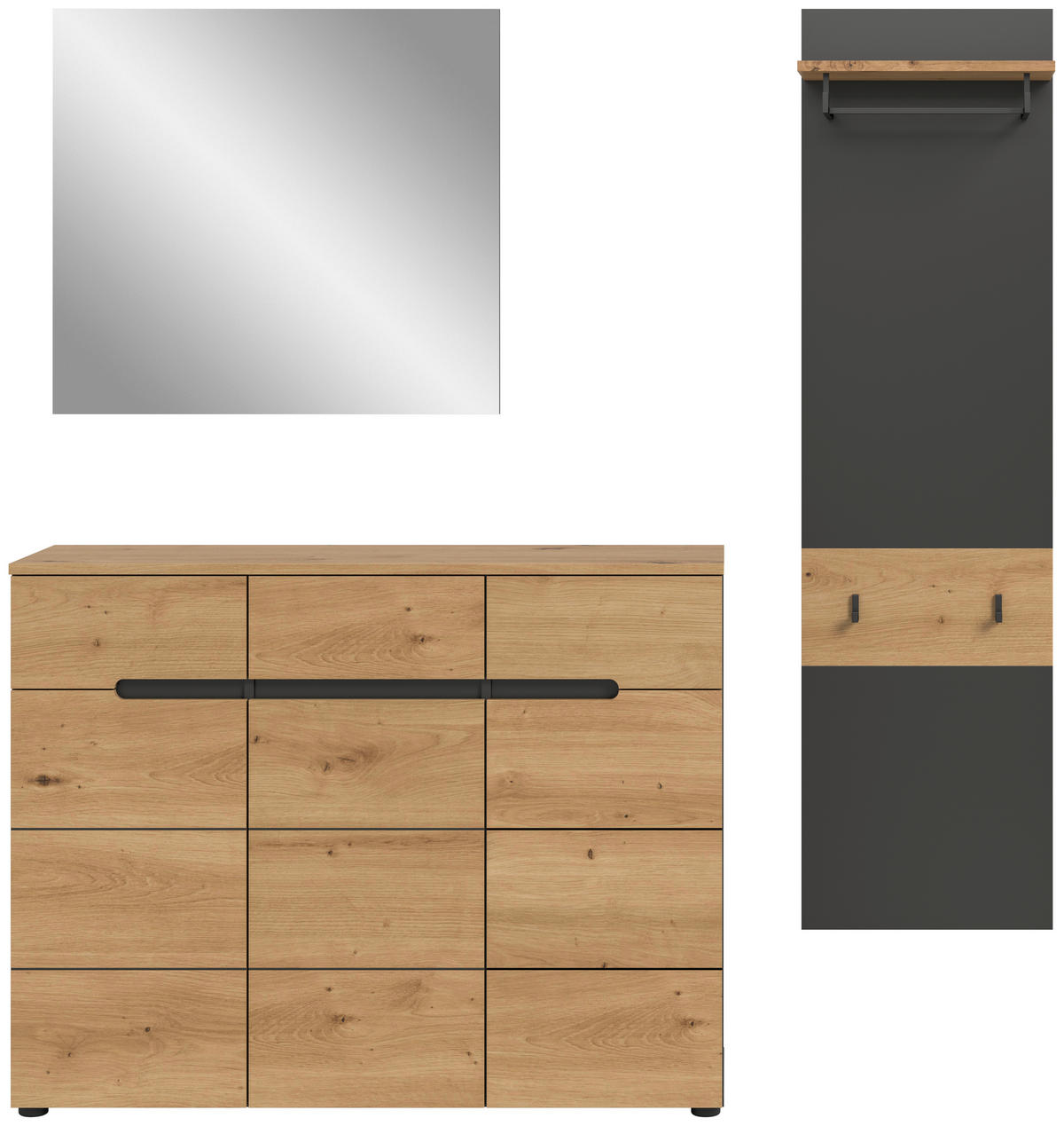 Garderobe Canu basaltgrau Nachbildung Artisan Nachbildung B/H/T: ca. 180x190x37 cm Canu - basaltgrau (180,00/190,00/37,00cm) - xonox.home