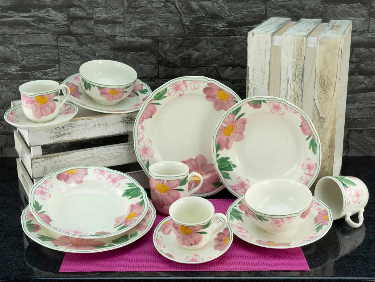 CreaTable Kombiservice Alba Rose bunt Porzellan 30 tlg. Alba Rose - bunt - CreaTable