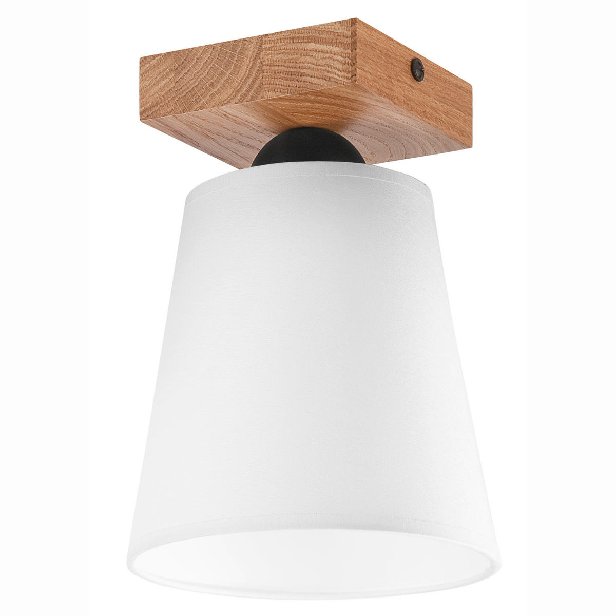 Lamkur Deckenleuchte LULA 47577 weiß Eiche Holz Textil H/L: ca. 21x15 cm E27 1 Brennstellen Lula - Eiche/weiß (15,00cm) - Lamkur