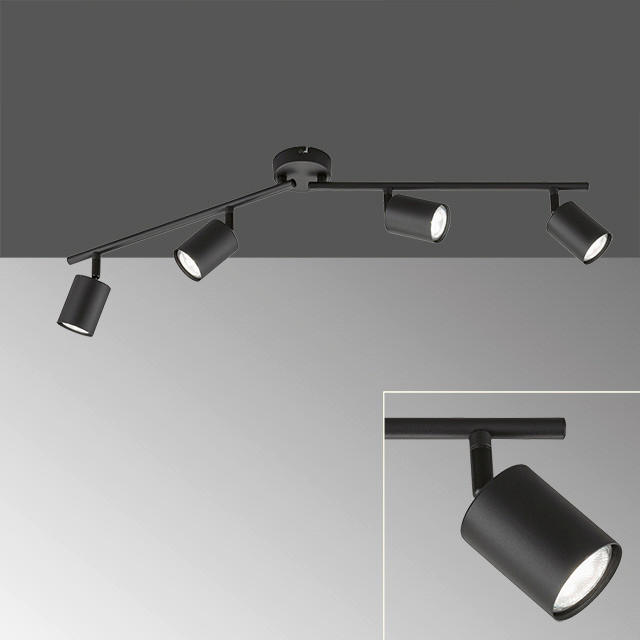 Fischer & Honsel LED-Deckenleuchte 21137 schwarz Metall B/H/T: ca. 79x15x8 cm 4 Brennstellen Vano - schwarz (79,00/15,00/8,00cm) - Fischer & Honsel