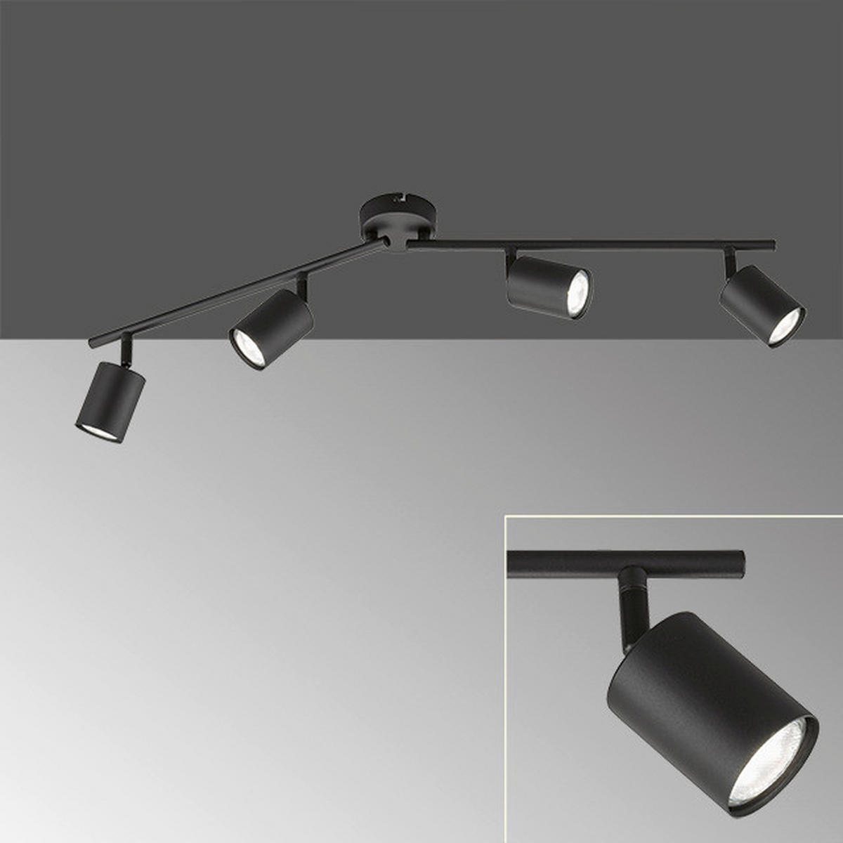 Fischer & Honsel LED-Deckenleuchte 21137 schwarz Metall B/H/T: ca. 79x15x8 cm 4 Brennstellen Vano - schwarz (79,00/15,00/8,00cm) - Fischer & Honsel