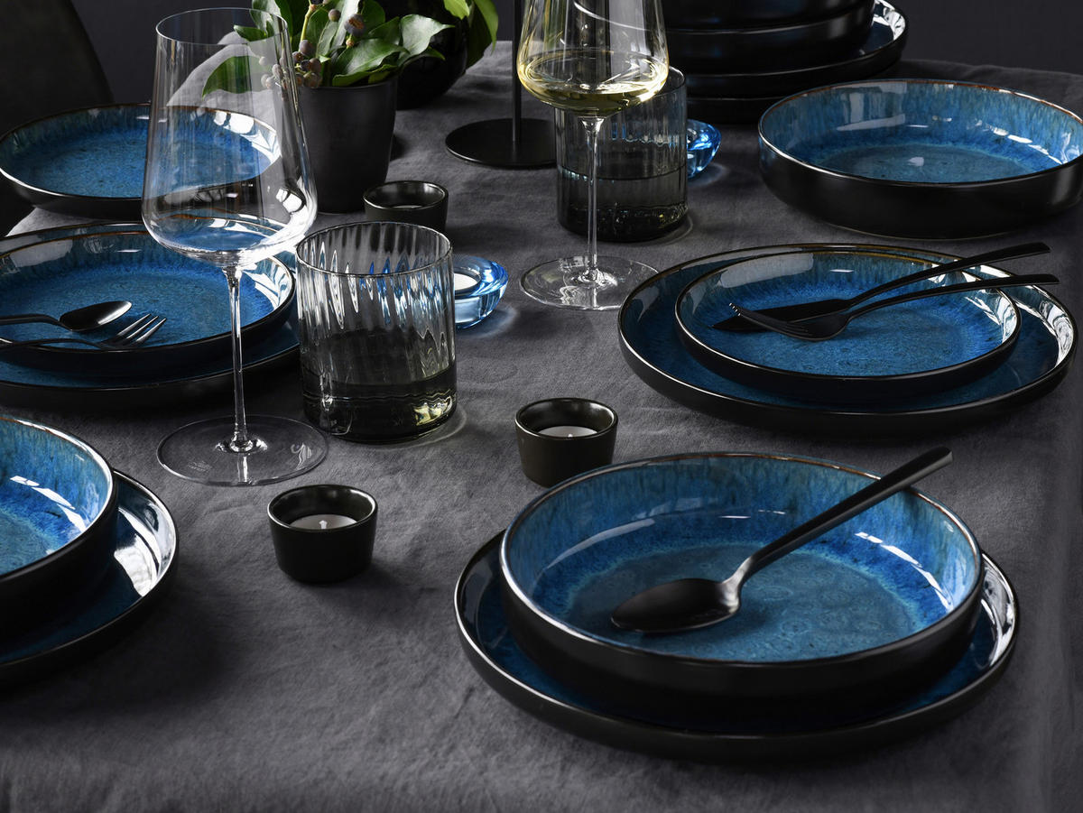 CreaTable Tafelservice Nordic Fjord Blue blau Steinzeug 18 tlg. Nordic Fjord Blue - blau - CreaTable