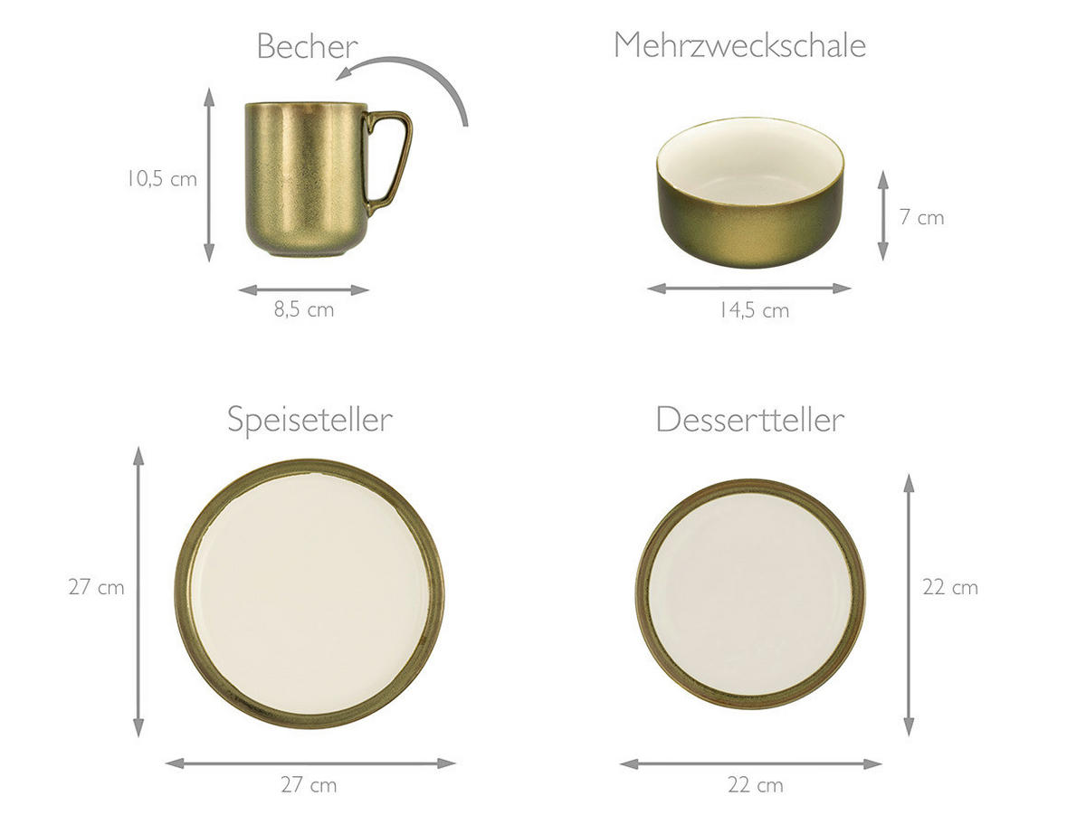 CreaTable Kombiservice MODERN INDUSTRIAL multicolor Steinzeug 16 tlg. MODERN INDUSTRIAL - multicolor - CreaTable