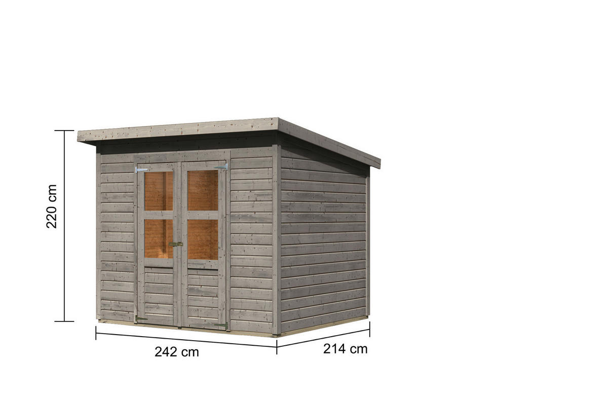 Karibu Gartenhaus Tony 2 grau B/H/L: ca. 214x219x242 cm Tony 2 - grau (242,00/214,00/219,00cm) - Karibu