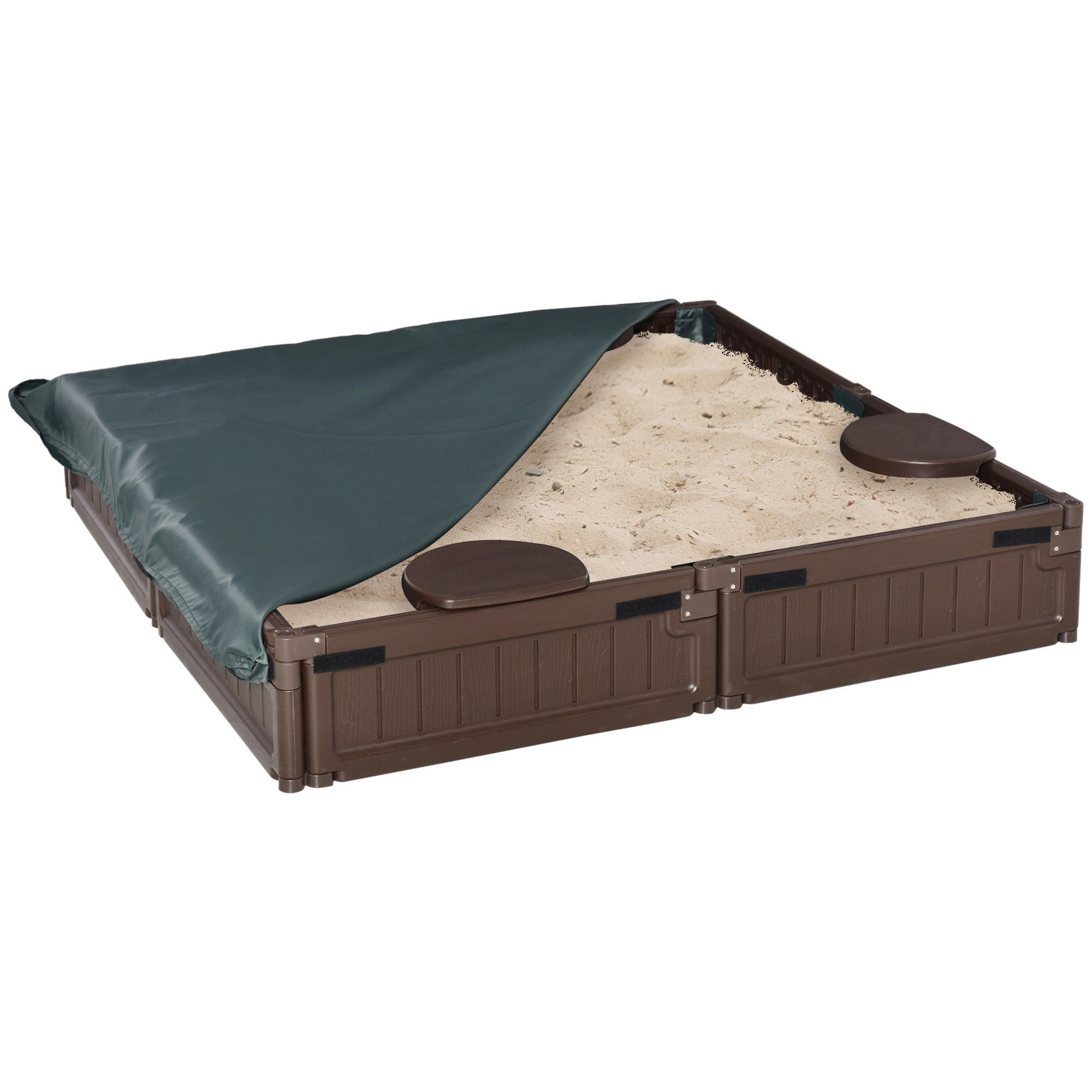 Outsunny Sandkasten braun B/H/L: ca. 123x21x123 cm Sandkasten - braun (123,00/123,00/21,00cm) - Outsunny