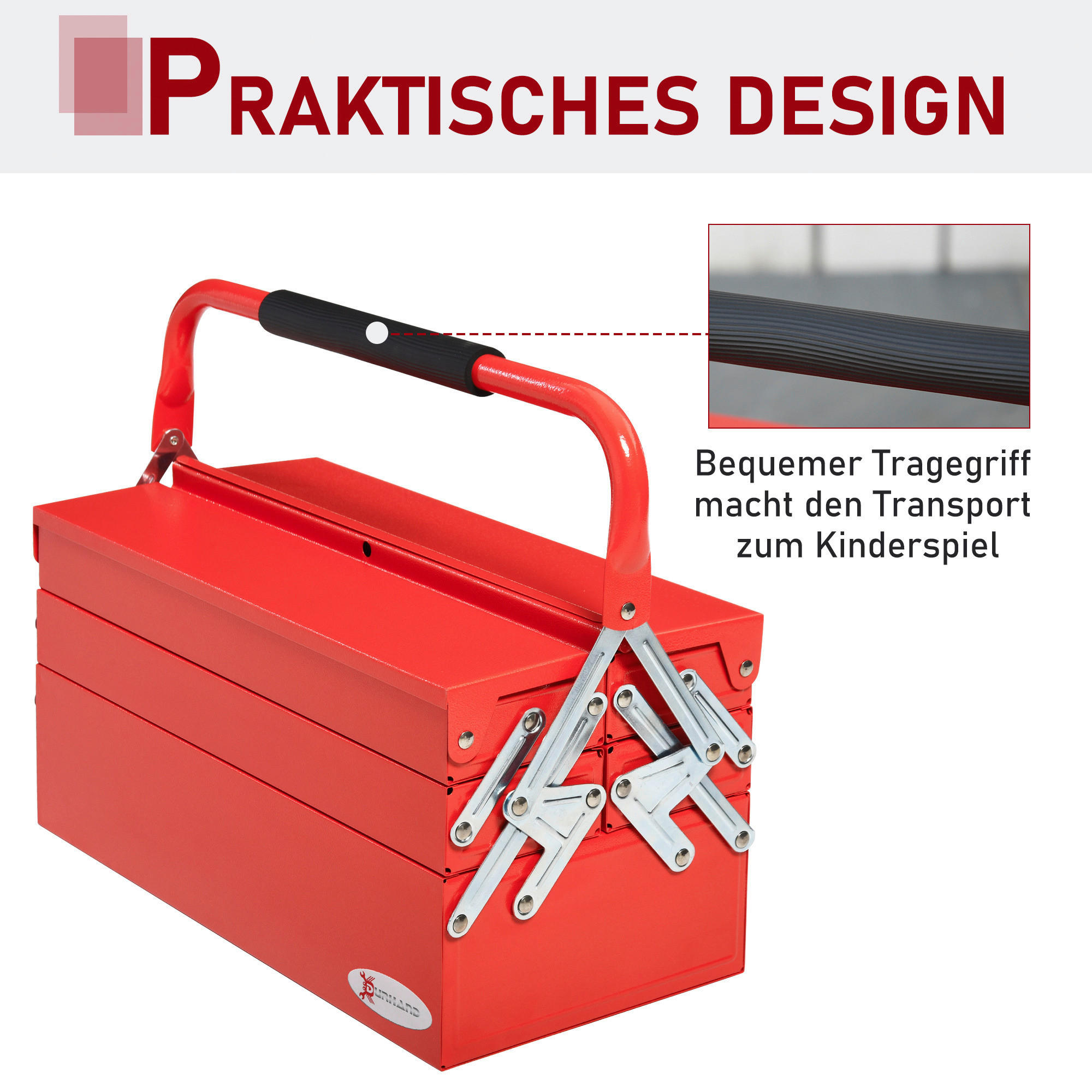 B/H/L: ca. 20x45x34,5 cm Werkzeugkasten - rot (34,50/20,00/45,00cm) - DURHAND