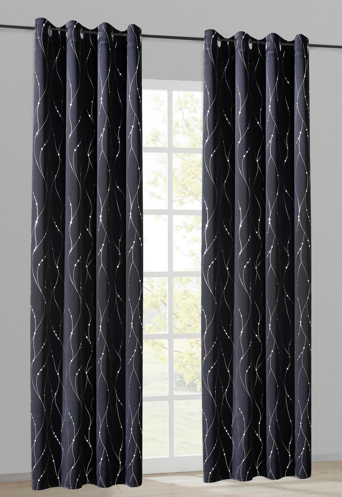 Verdunklungsvorhang Napoli schwarz B/L: ca. 135x245 cm Napoli - schwarz (135,00/245,00cm)