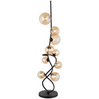 GLOBO LED-Stehleuchte 10676 amber mattschwarz Metall Glas H/D: ca. 122x33 cm 9 Brennstellen TUBERIUS - mattschwarz/amber (33,00/122,00cm) - GLOBO