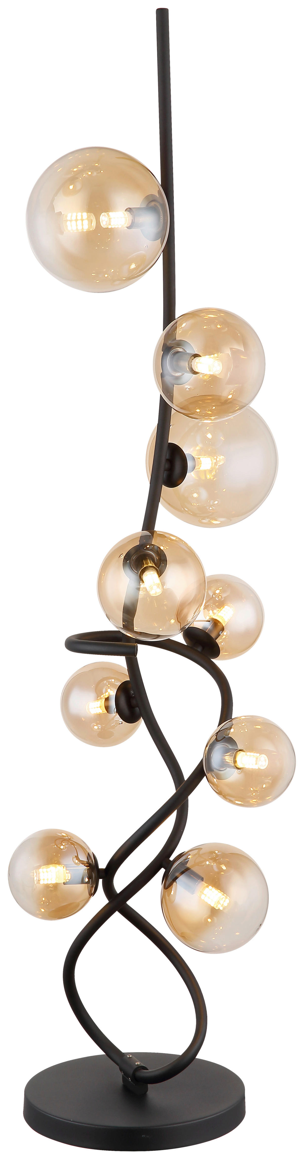 GLOBO LED-Stehleuchte 10676 amber mattschwarz Metall Glas H/D: ca. 122x33 cm 9 Brennstellen TUBERIUS - mattschwarz/amber (33,00/122,00cm) - GLOBO