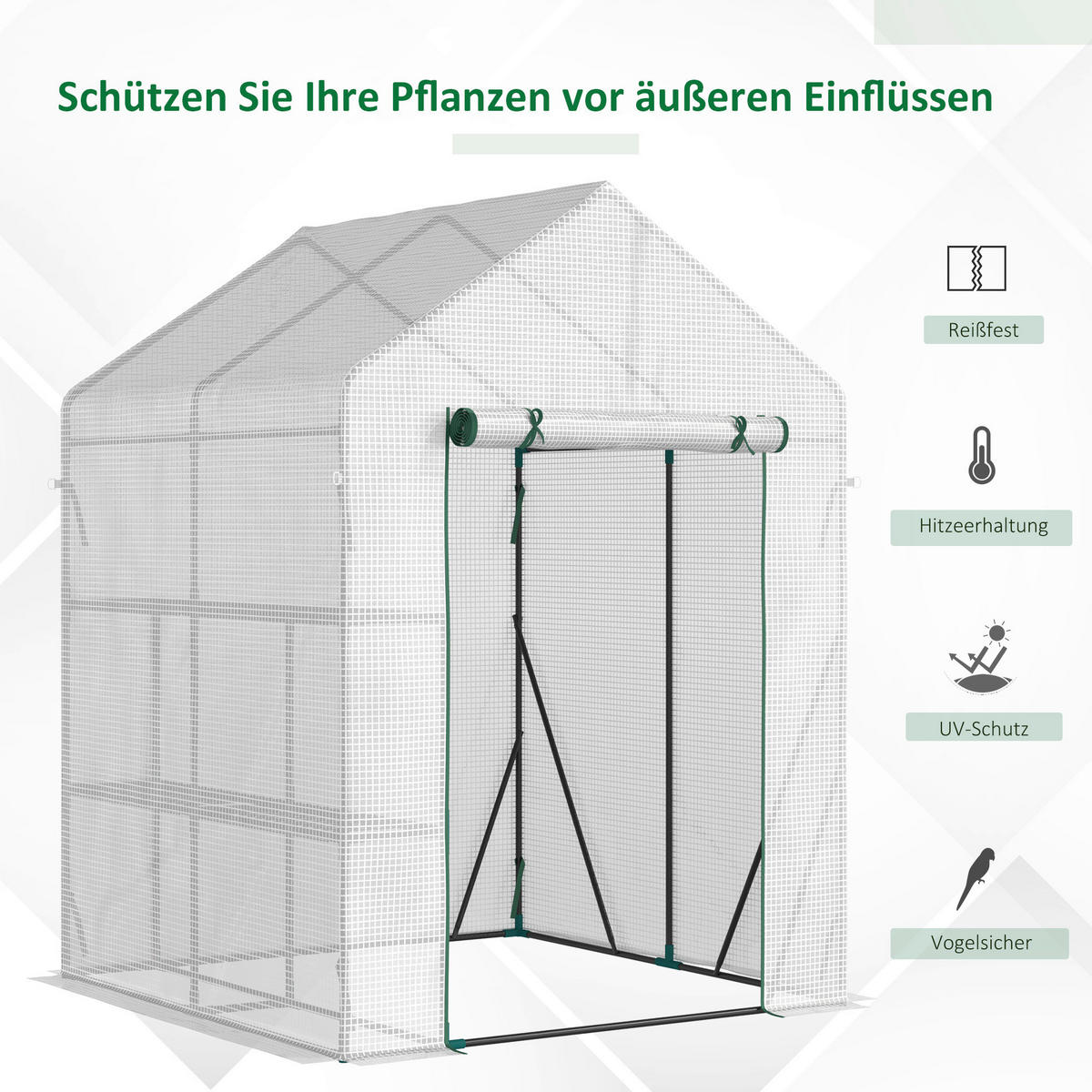 Outsunny Gewächshaus B/H/L: ca. 143x195x143 cm Gewächshaus - weiß (143,00/143,00/195,00cm) - Outsunny