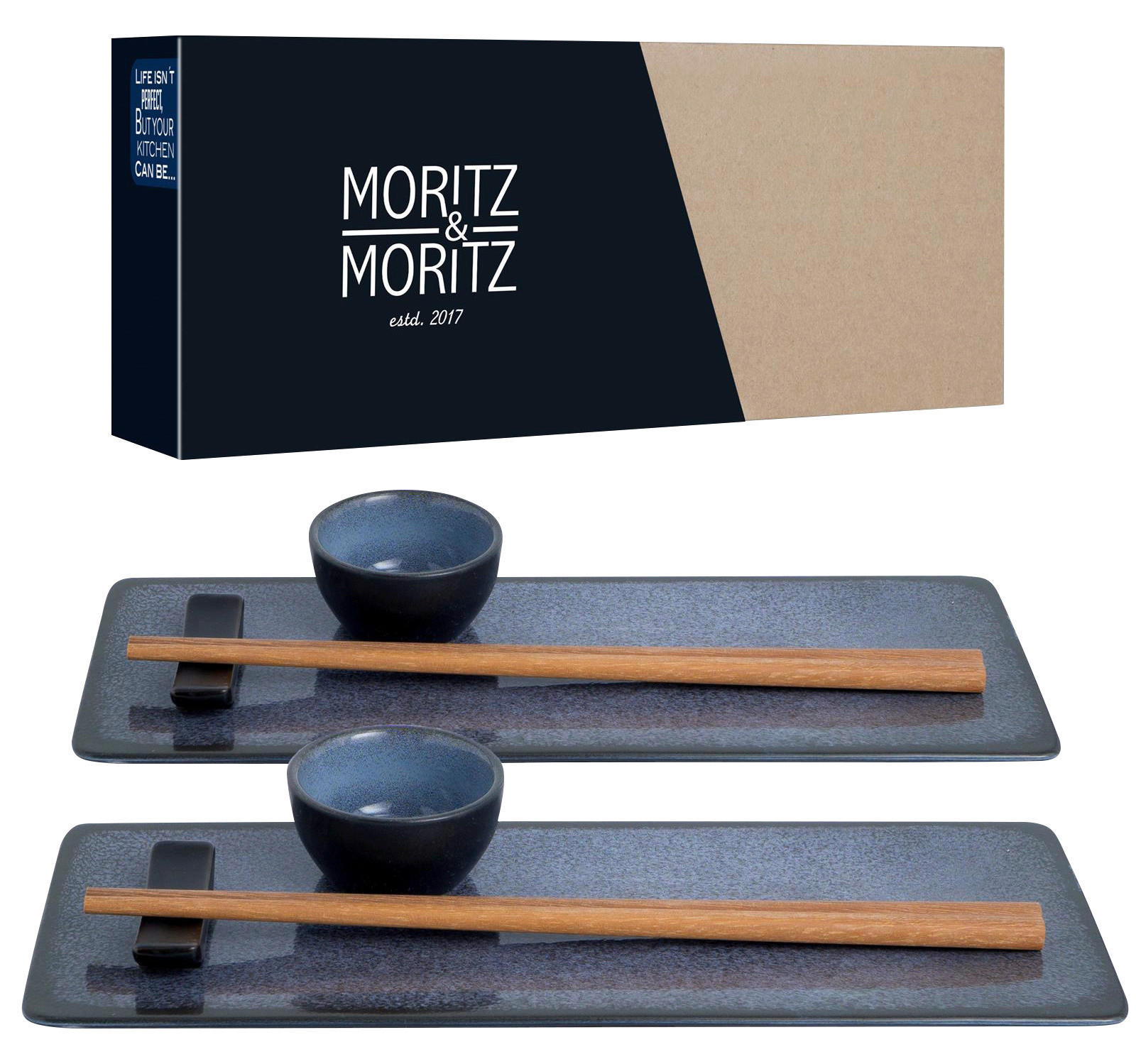 Moritz & Moritz Sushi-Set blau Porzellan