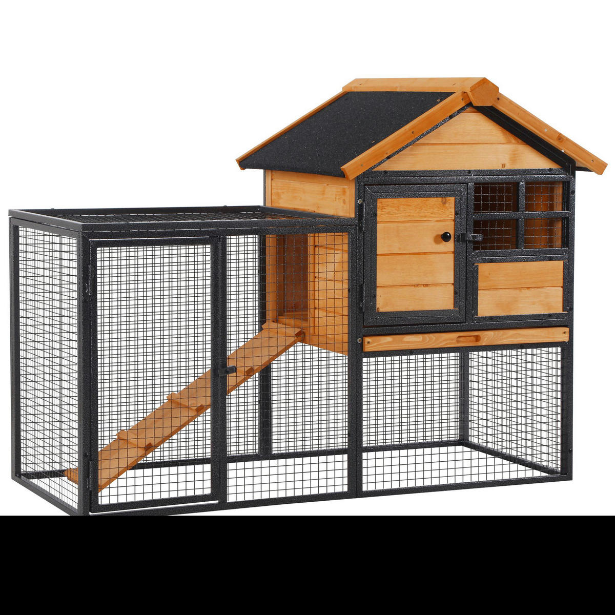 PawHut Stall dunkelgrau Holz B/H/L: ca. 63x122x92 cm Kaninchenstall - gelb/dunkelgrau (92,00/63,00/122,00cm) - PawHut