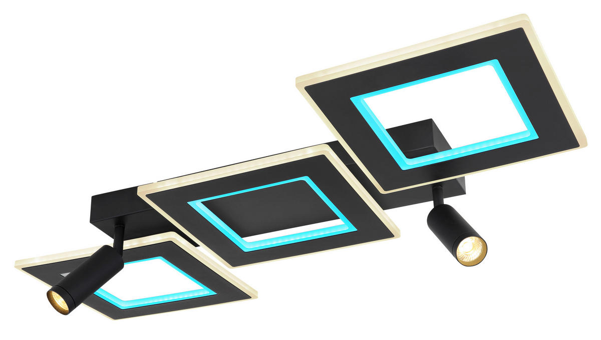 GLOBO Deckenleuchte schwarz Opal Metall Acryl B/H/L: ca. 56x11,5x82 cm 2 Brennstellen Marian - schwarz/Opal (82,00/56,00/11,50cm) - GLOBO