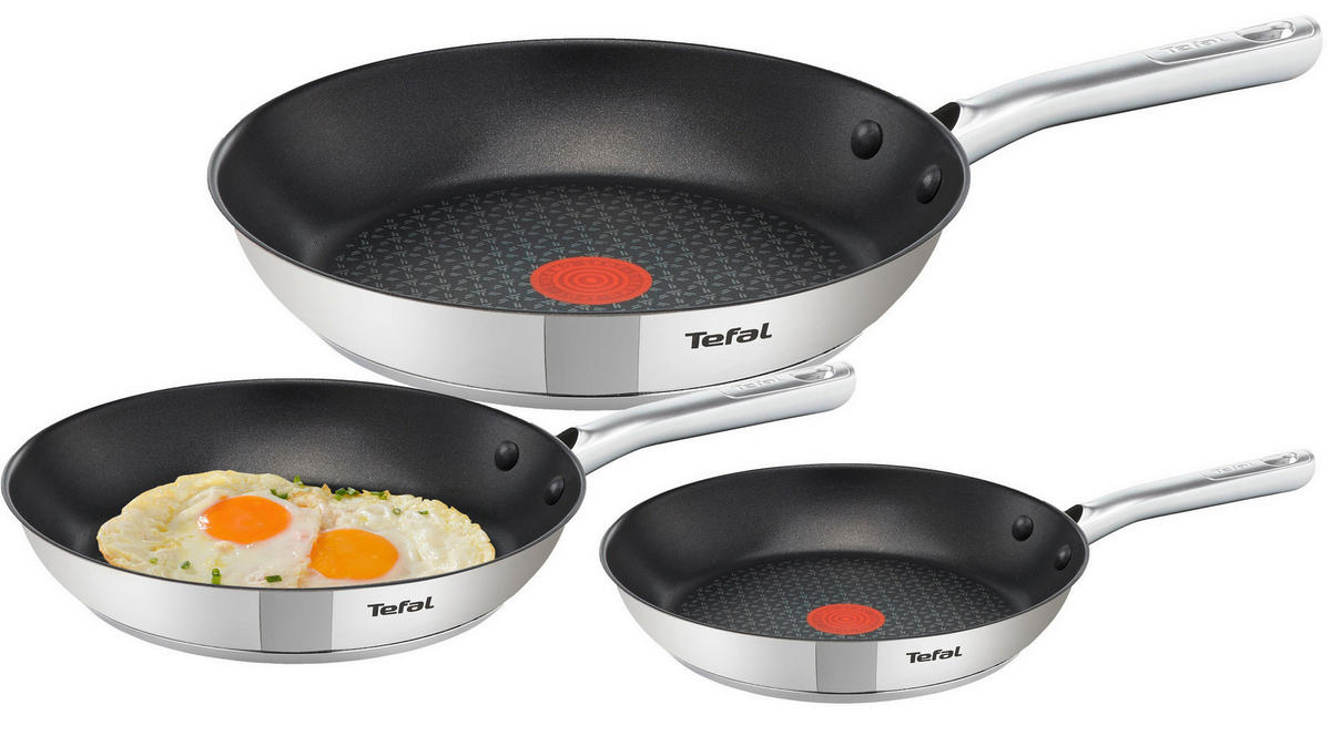 Tefal Pfannenset schwarz Edelstahl 3 tlg. Pfannenset_Duetto_3tlg.Tefal - schwarz/silber - Tefal