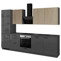 artego Küchenblock Eco Graphit Lack Hochglanz Toffee Sherwood matt Nachbildung B/T: ca. 300x60 cm Eco - Graphit/schwarz (300,00/60,00cm) - artego