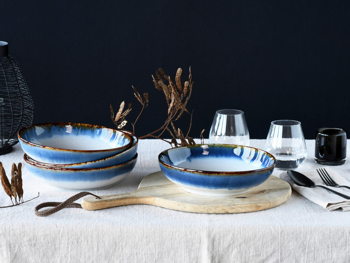 CreaTable Schüssel-Set Cascade blau Steinzeug Cascade - blau - CreaTable