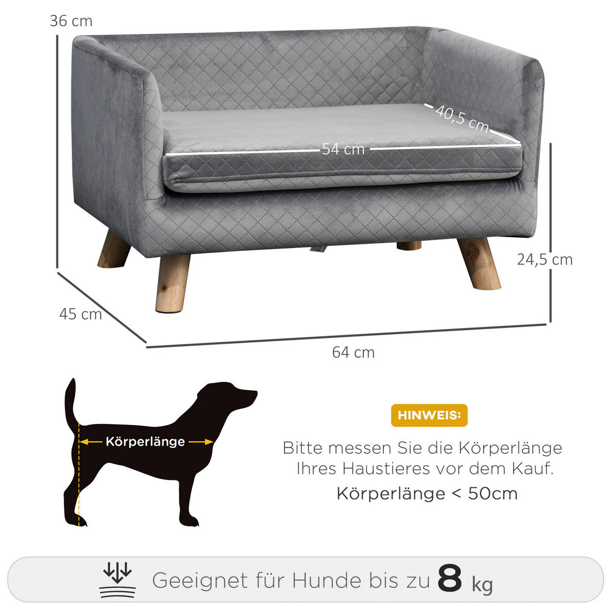 PawHut Haustiersofa Haustiersofa - (64,00/45,00/36,00cm) - PawHut