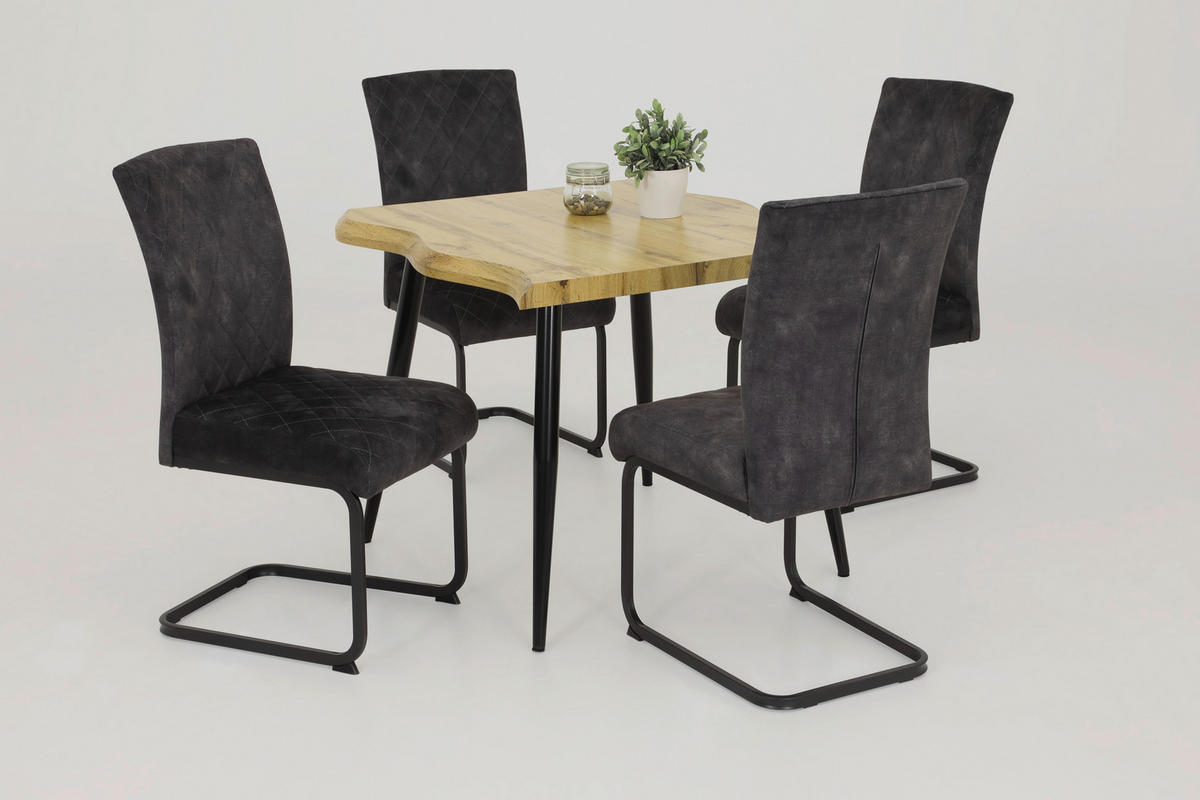 Schwingstuhl Rachel I, 4er-Set anthrazit Microfaser B/H/T: ca. 46x96x60 cm Rachel I, 4er-Set - anthrazit (46,00/96,00/60,00cm) - Hela