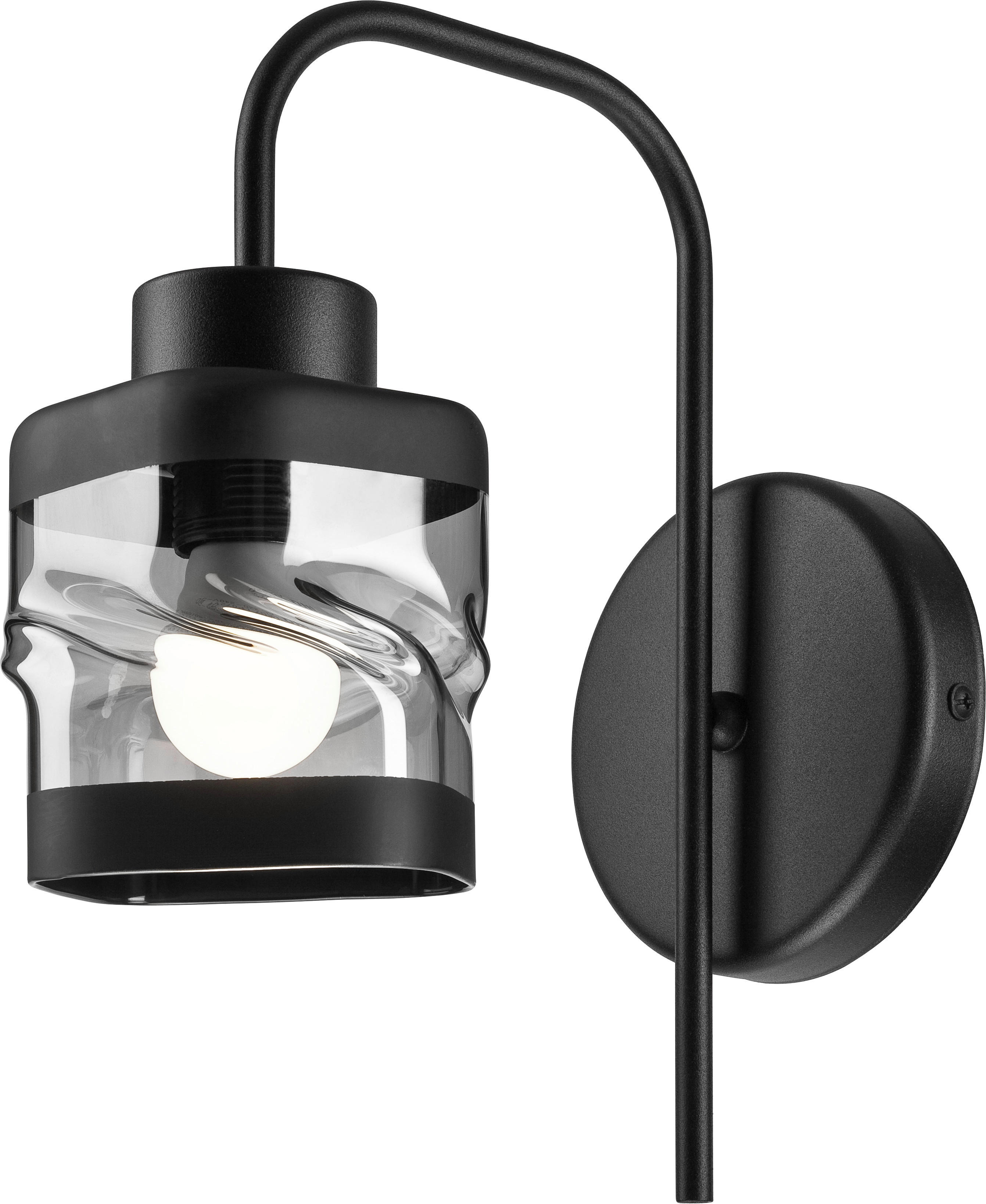 Lamkur Wandleuchte schwarz Glas Stahl B/H/L: ca. 20x20x30 cm E27 1 Brennstellen Hugo - schwarz (30,00/20,00/20,00cm) - Lamkur