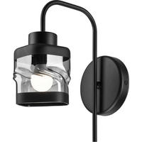 Lamkur Wandleuchte schwarz Glas Stahl B/H/L: ca. 20x20x30 cm E27 1 Brennstellen Hugo - schwarz (30,00/20,00/20,00cm) - Lamkur