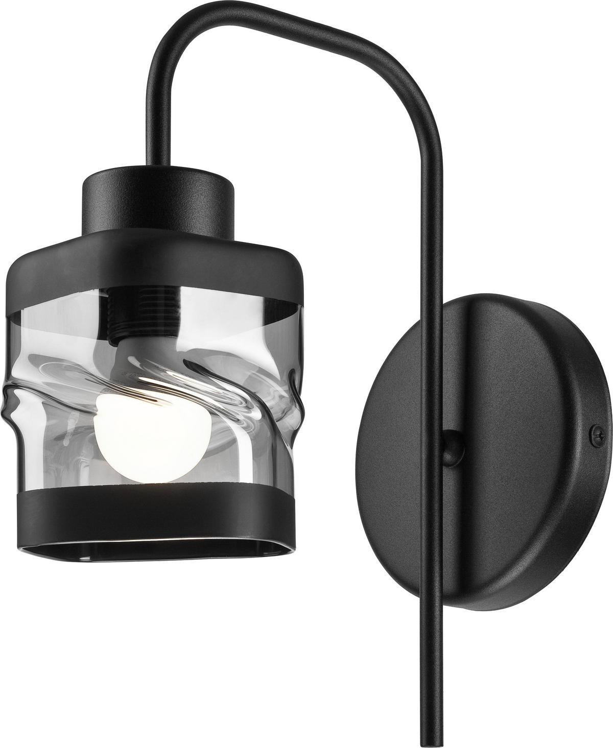 Lamkur Wandleuchte schwarz Glas Stahl B/H/L: ca. 20x20x30 cm E27 1 Brennstellen Hugo - schwarz (30,00/20,00/20,00cm) - Lamkur