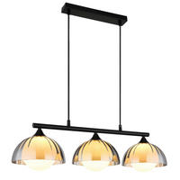 GLOBO Pendelleuchte EVA 30200308 Rauch schwarz Opal Textil Metall Glas B/H/L: ca. 70x120x20 cm G9 3 Brennstellen EVA - schwarz/Opal (20,00/70,00/120,00cm) - GLOBO