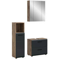 Badezimmer-Set Ice Nox Oak Nachbildung schwarz matt B/H/T: ca. 105x185x30 cm Ice - schwarz (105,00/185,00/30,00cm) - xonox.home