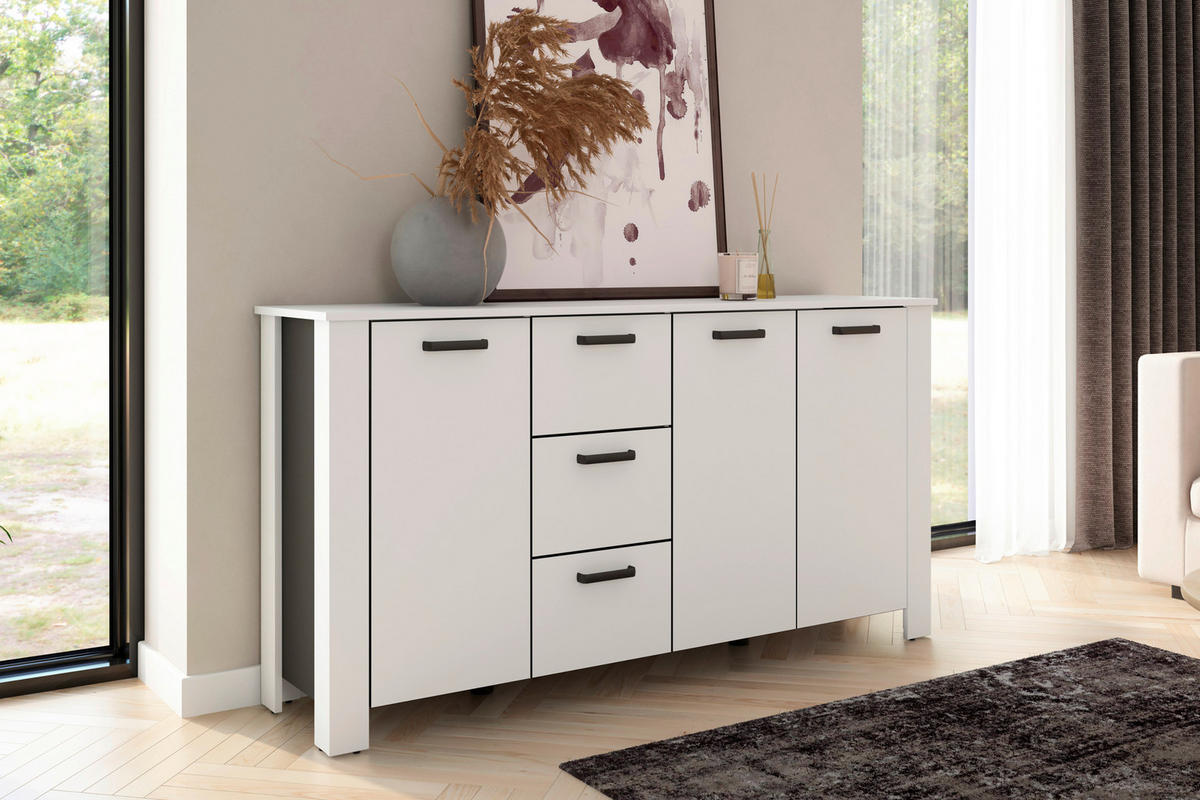 Sideboard FARO weiß schwarz B/H/T: ca. 160x84x40 cm FARO - weiß/schwarz (160,00/84,00/40,00cm) - byLIVING