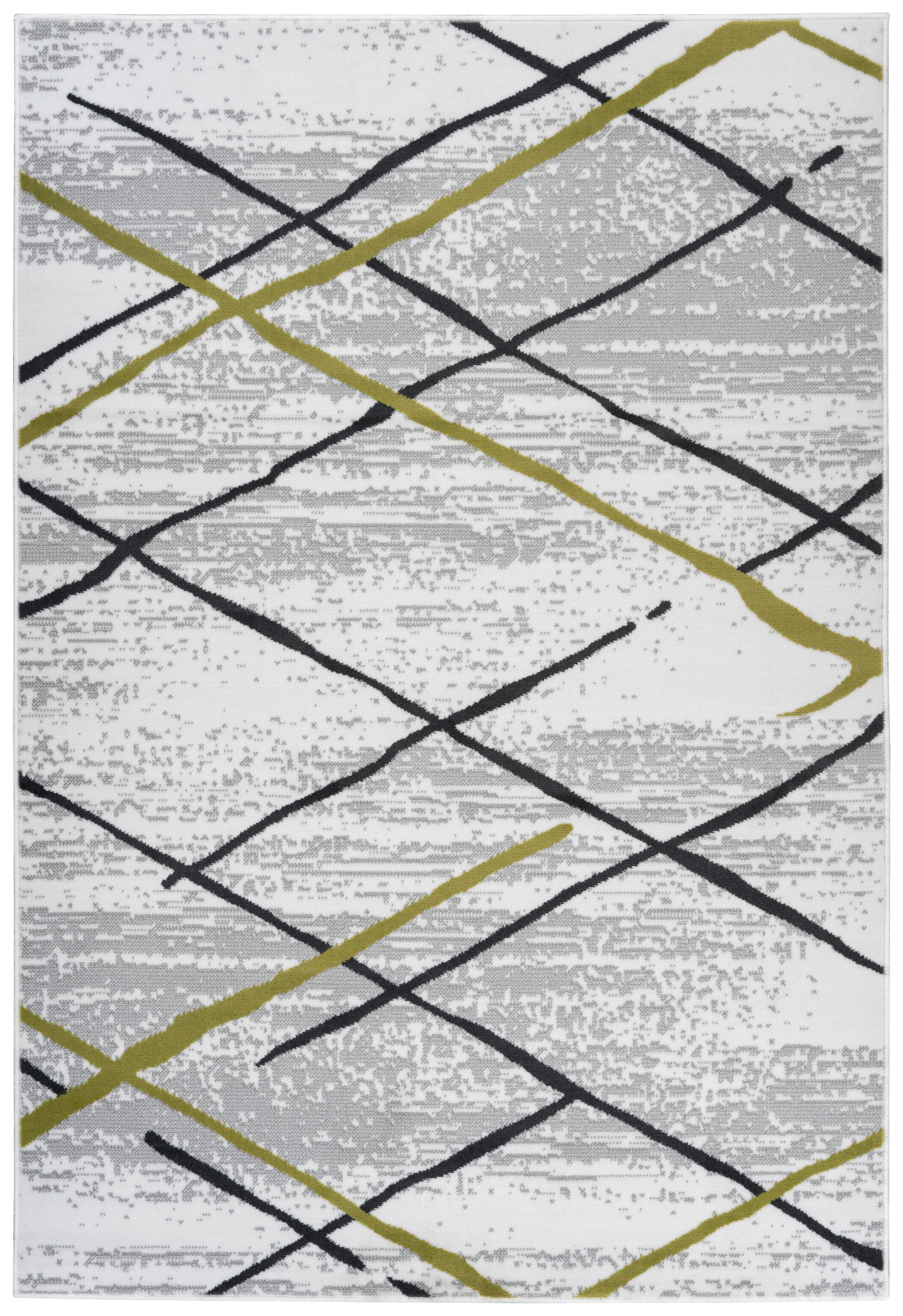 Kayoom Kurzflorteppich Vancouver 110 grau B/L: ca. 120x170 cm Vancouver 110 - weiß/khaki (120,00/170,00cm) - Kayoom