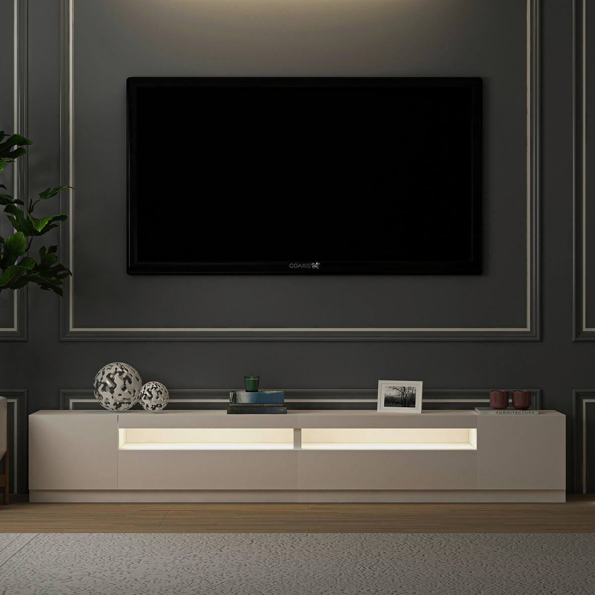 TV-Lowboard 9178 weiß B/H/T: ca. 240x40x37 cm 9178 - weiß (240,00/40,00/37,00cm) - moebel17