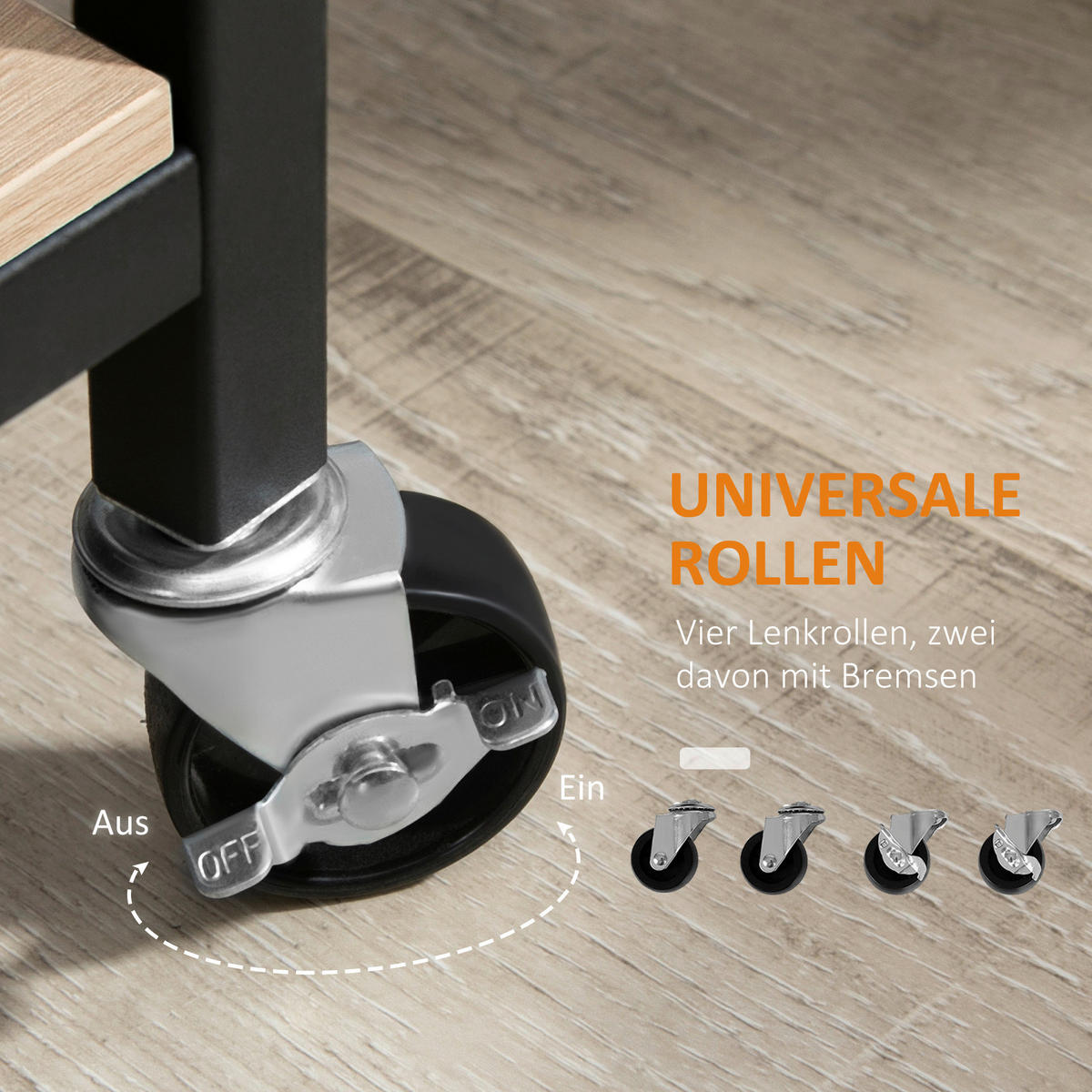HOMCOM Küchenwagen natur Edelstahl B/H/L: ca. 40x82x75 cm Küchenwagen - natur (75,00/40,00/82,00cm) - HOMCOM