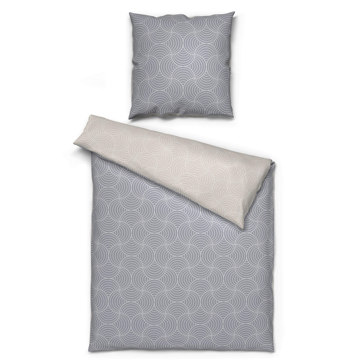 Baumwoll Bettwäsche Renforce Wendebettwäsche_Renforce_Bogen - beige/grau (135,00/200,00cm)